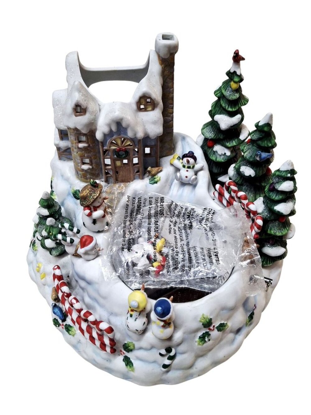 Partylite Snowbell Candle Holder Christmas Village Figurine With Mirror Base Exc